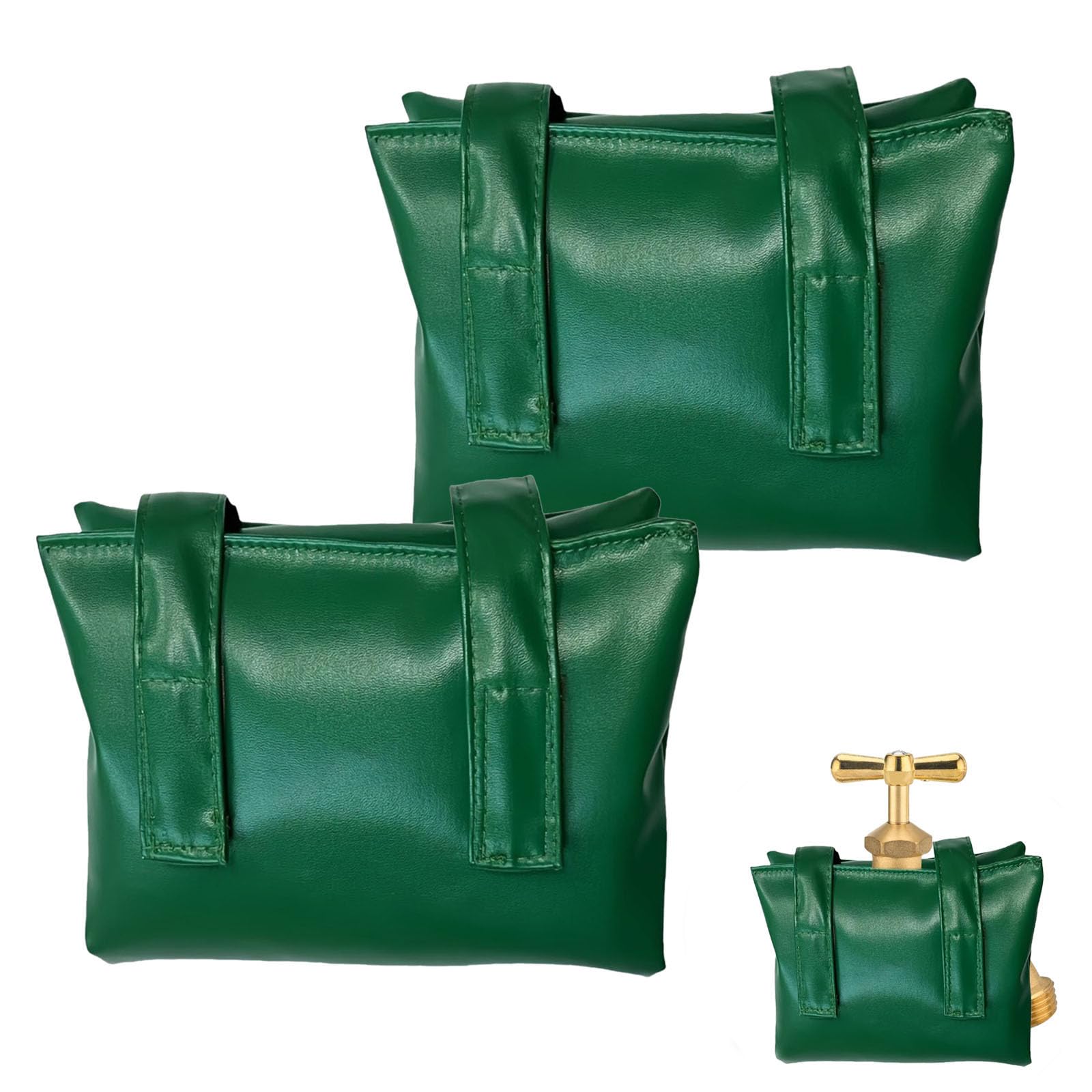 Garden Outside Tap Cover Frost Protector for Winter,2pcs Waterproof Leather Frost Covers for Outside Taps,Outdoor Water Tap Cover Insulated Thermal Tap Jacket Protects Your Tap from Freezing (Green)