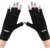AIRSEE UV Gloves for Nail Lamp,Professional UPF50+ UV Protection Gloves for Manicures Nail Art,Fingerless Gloves That Shield 