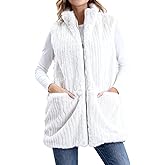 Amazhiyu Women's Faux Fur Vest Winter Sleeveless Stand Collar Zip Coat Pockets