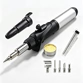 FROGBRO Butane Soldering Iron Kit Self Ignite Gas Torch with 6 Tips | Self-ignite butane soldering torch with adjustable flame, max temp up to 2372℉ for flexible heating work