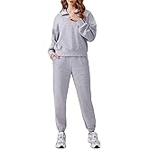 PINSPARK 2 Piece Sets for Women 2024 Fall Outfits Tracksuit Long Sleeve Half Zip Sweatshirt Jogger Sweatpants Matching Set