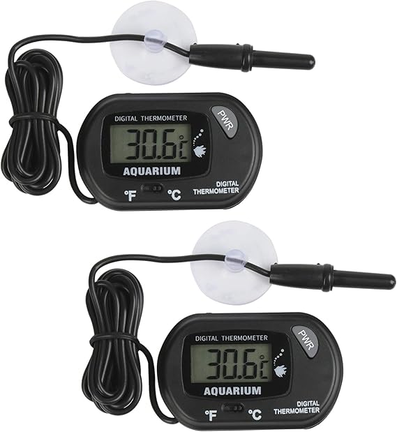Thlevel 2 PCS Aquarium Thermometer LCD Digital Thermometer with Probe
