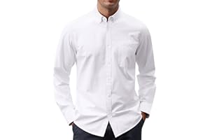 J.VER Men's Oxford Shirt Solid Casual Button Down Collar Shirts Long Sleeve Dress Shirts with Pocket