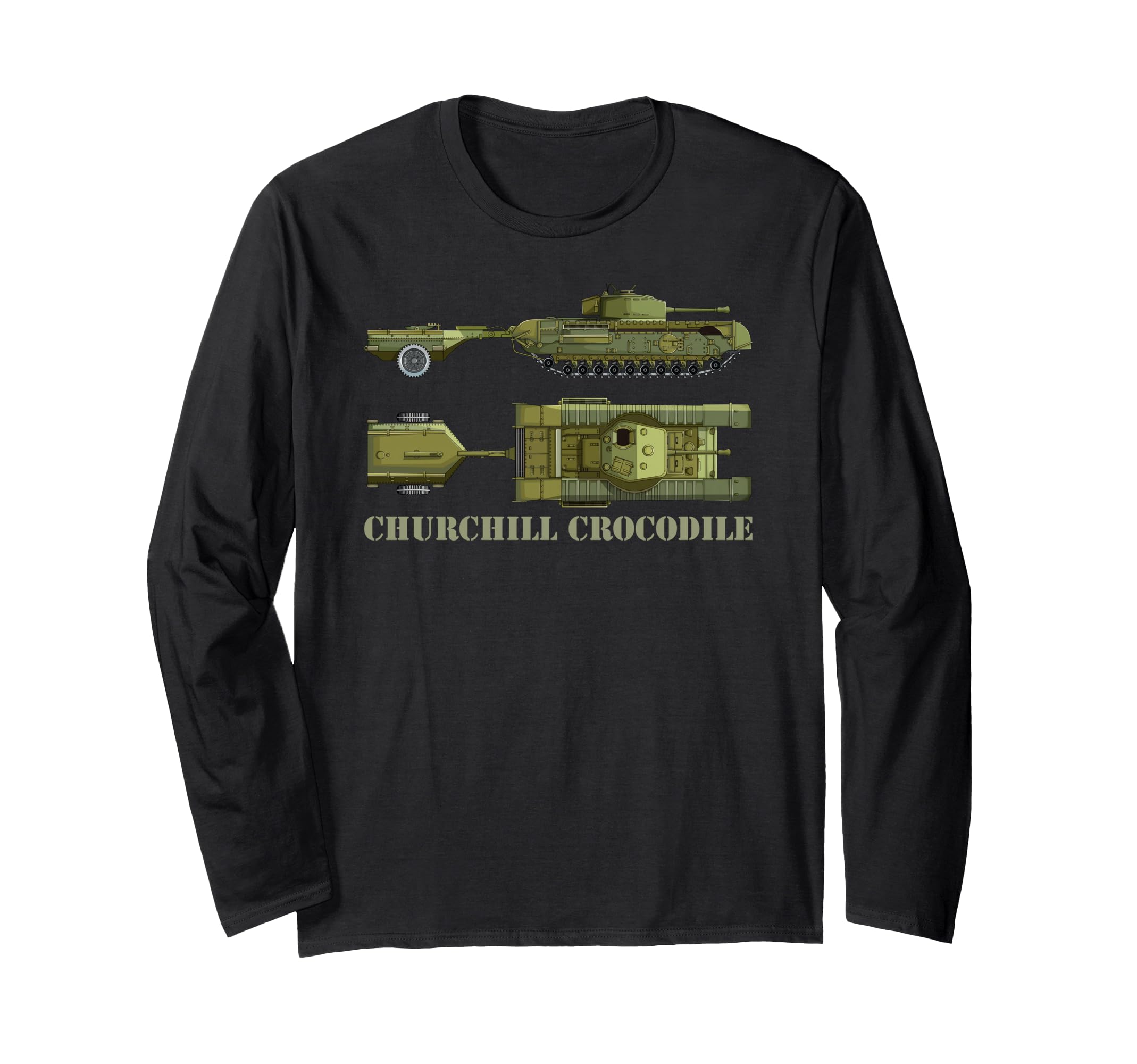 British WW2 flame-throwing Tank Diagram Long Sleeve T-Shirt