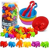 GKDOMS Counting Animals Toys Matching Game with Sorting Bowls Preschool Learning Activities Montessori Sensory Toy for Math Color Sorting, Party Favors Birthday Valentine's Gifts for Toddlers