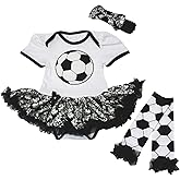 Petitebella Soccer Theme White Soccer Bodysuit Damask Baby Dress Legs Nb-18m