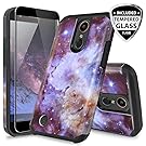 LG Aristo Case, LG Aristo 2 Case, LG Tribute Dynasty Case, LG Fortune Case, LG Rebel 2/3 LTE Case, TJS [Full Coverage Tempered Glass Screen Protector] Hybrid Shockproof Armor Phone Case (Stardust)
