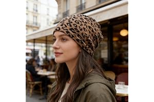 Womens Slouchy Beanie, Classic Leopard Print, Warm Slouchy Beanie Hat for Comfortable Fit and Stylish Daily Wear with Sweater