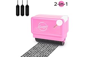 Miseyo Identity Theft Protection Roller Stamp ID Protector Ink Roller Guard Your ID - Pink(3 Refill Ink Included)
