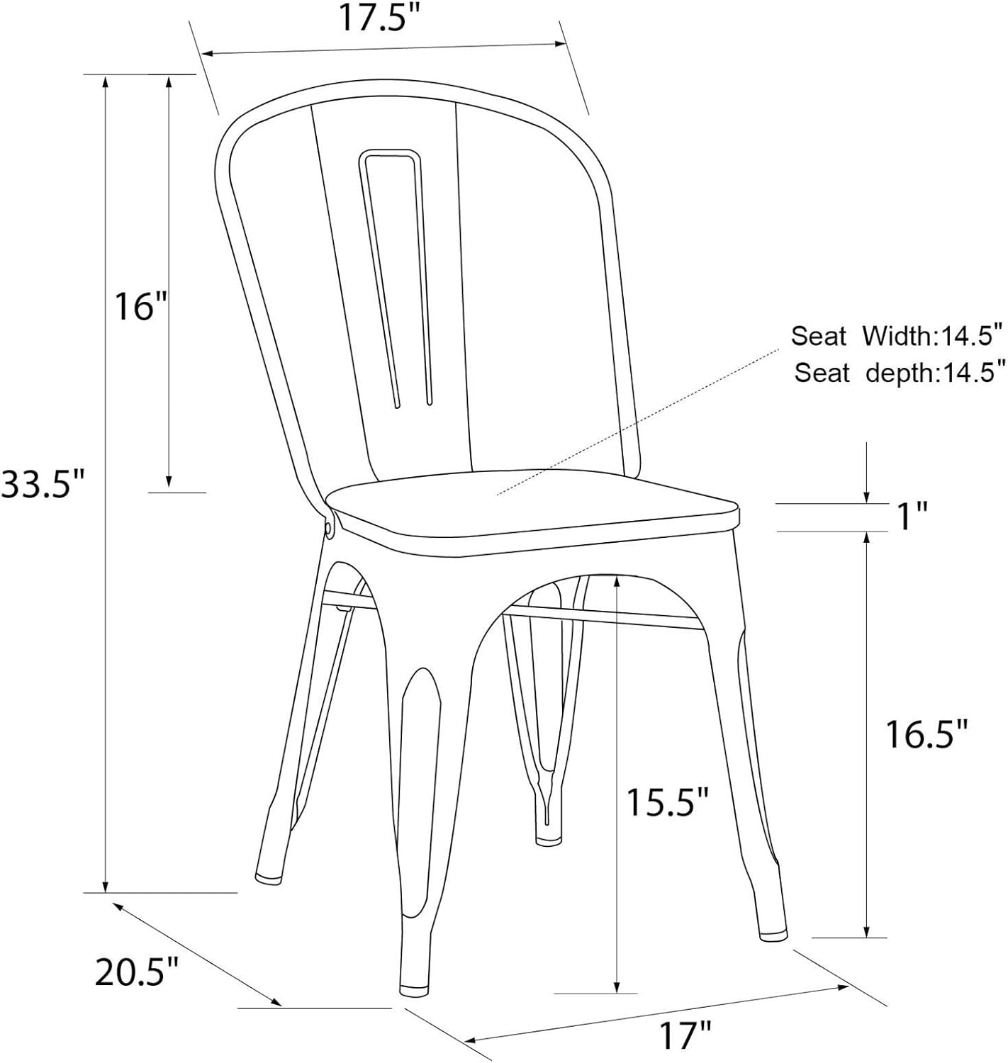 DHP Fusion Metal Dining Chair with Wood Seat, Distressed Metal Finish for Industrial Appeal, Set of two, Antique Gun Metal: Furniture & Decor