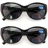 V.W.E. 2 Pairs Women Bifocal Reading Sunglasses Reader Glasses Cateye Vintage Jackie Oval
