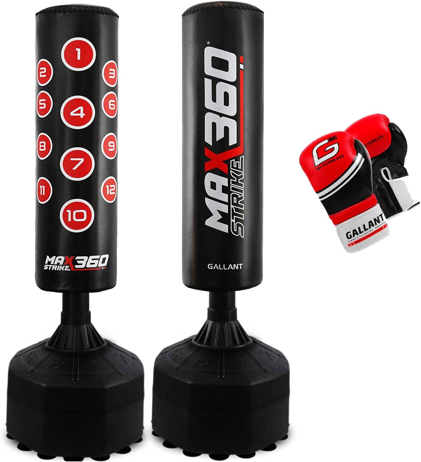 Gallant 6ft Max Strike 360 With Boxing Gloves Set - Free Standing Punching Bag Heavy Duty Target Stand Punch Bags Excellent for Kick Boxing Mixed Martial Arts MMA Home Gym Exercise Training Equipment