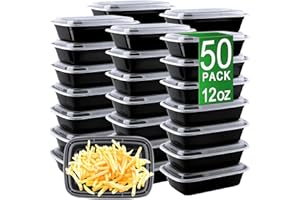 APSIC Meal Prep Containers, 50 Pack 12oz Disposable Take Out Food Storage Containers with Leakproof Lids, Reusable Plastic To
