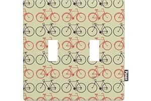 Pznen Bicycle 2-Gang Wall Plate Vintage Bikes Wheel Gear City Vehicle Brown Red Black Farmhouse Toggle Light Switch Covers for Teen Boy Girl Room