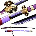 FengYu SWORD One Piece Roronoa Zoro's Katana Purple Yama Enma Cosplay Replica Anime Swords High-Carbon Steel Handmade Katana Sword Real Japanese Samurai Sword
