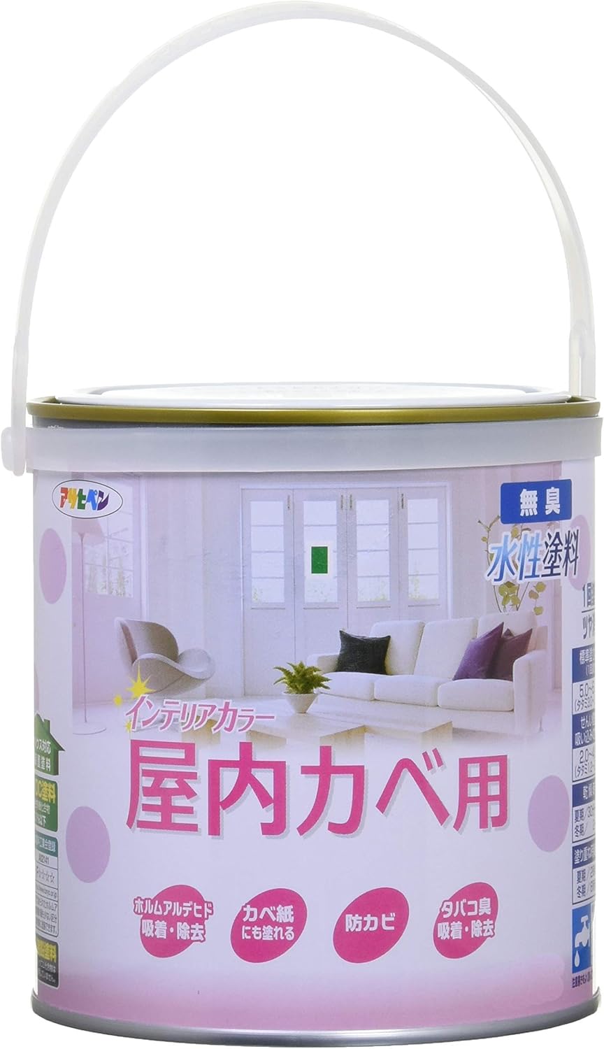 Amazon アサヒペン New水性インテリアカラー屋内カベ 1 6l パステルグリーン 塗料缶 ペンキ