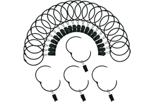 Curtain Rings with Clips 2 Inch Interior Diameter Openable 24 Pack Rustproof Metal Hangers Ring Decorative Drapery Vintage Bl