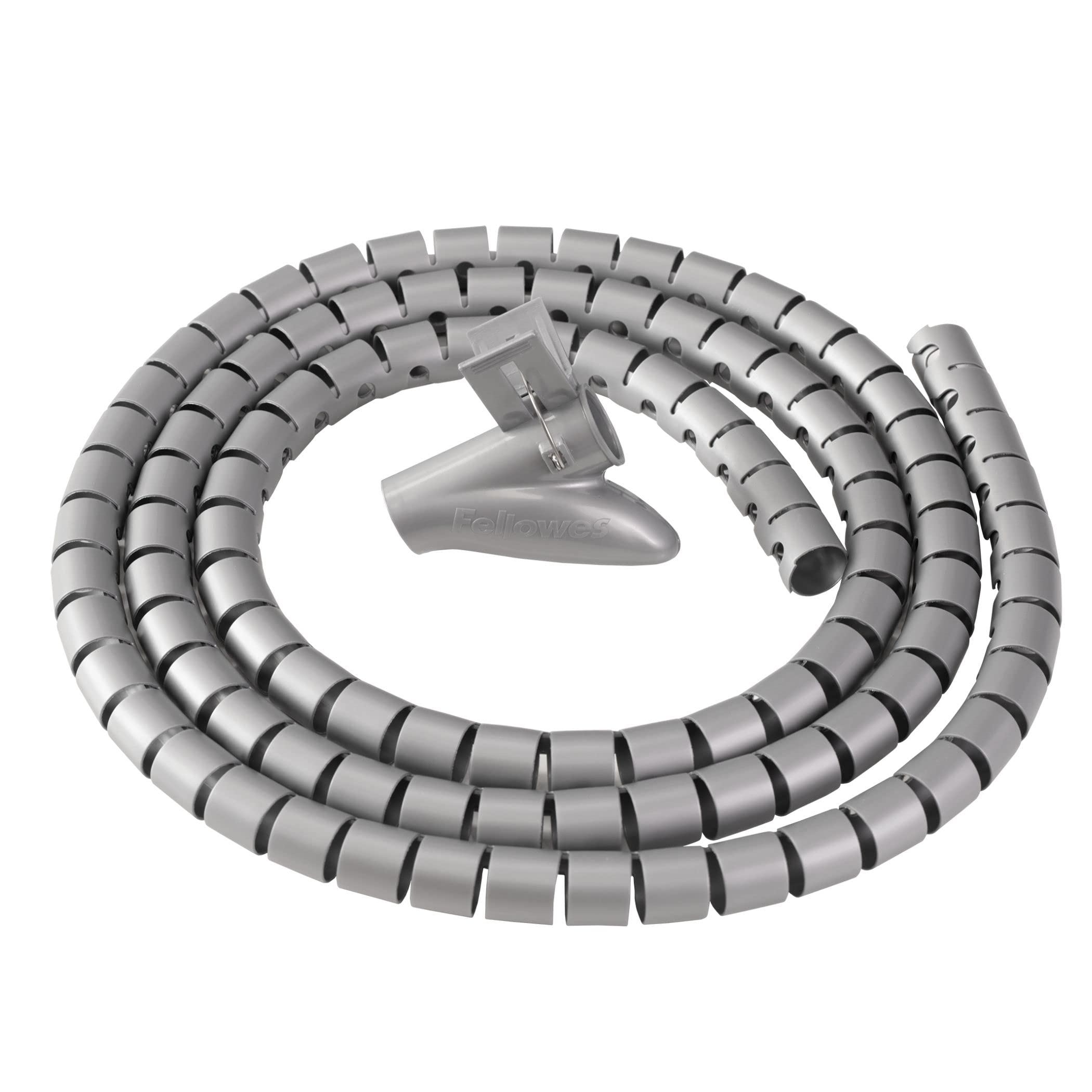 Fellowes Cable Zip | Cable Tidy Tube | Cable Management Sleeve | 2 Metre Length, 2cm Diameter - Silver