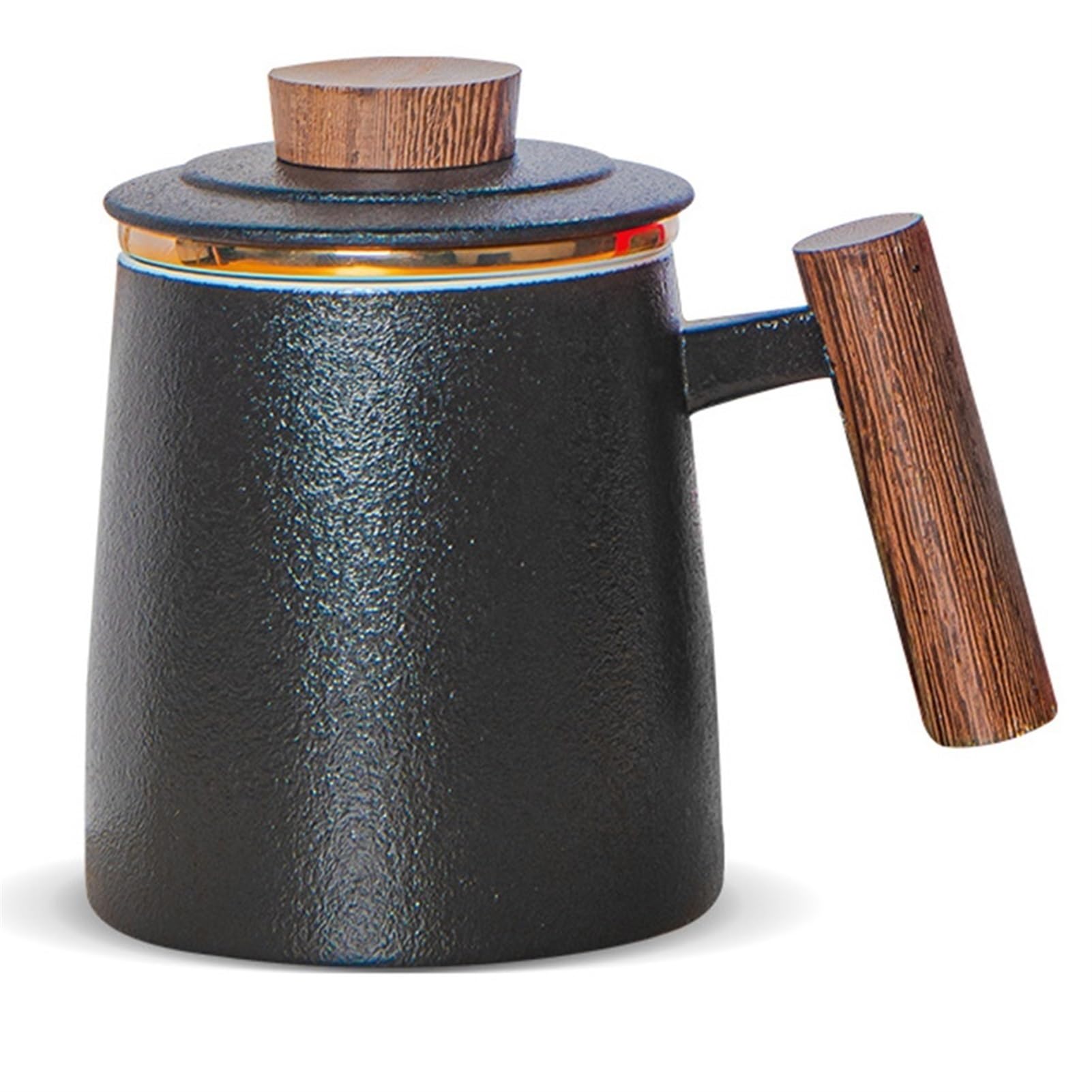 DISDADA Tea Infuser Mug with Lid, Tea Cup with Infuser, Loose Leaf Tea Ceramic Mug, for Office and Home Use Hot Iced Water Juice Beverage (Color : Elegant Black)
