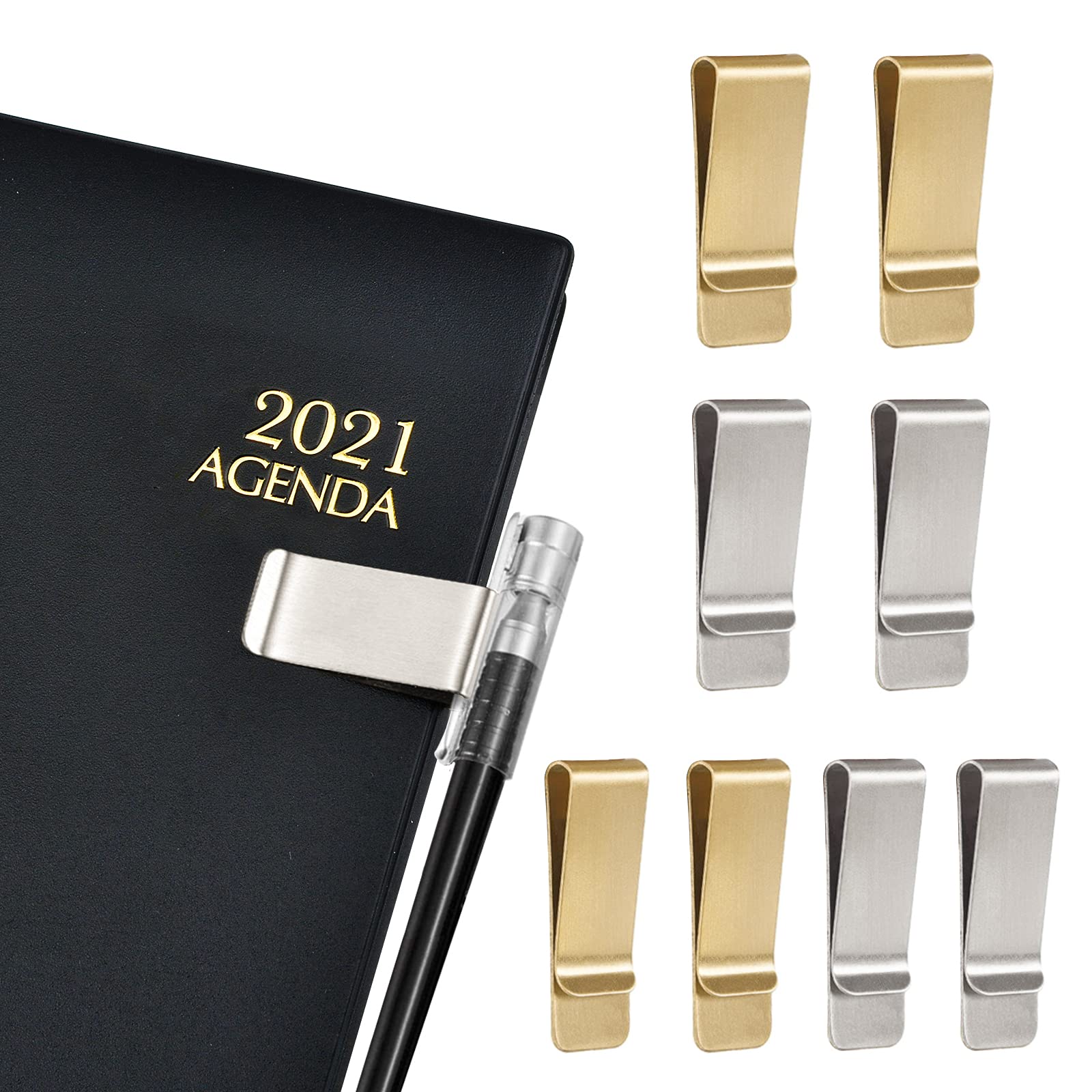 WANDIC Paper Clip Holders, 8 Pcs 2 Colors Slim Polished Metal Money Clips Holder Brass Banknote Clip Wallet Clip for Cash Business Credit Cards