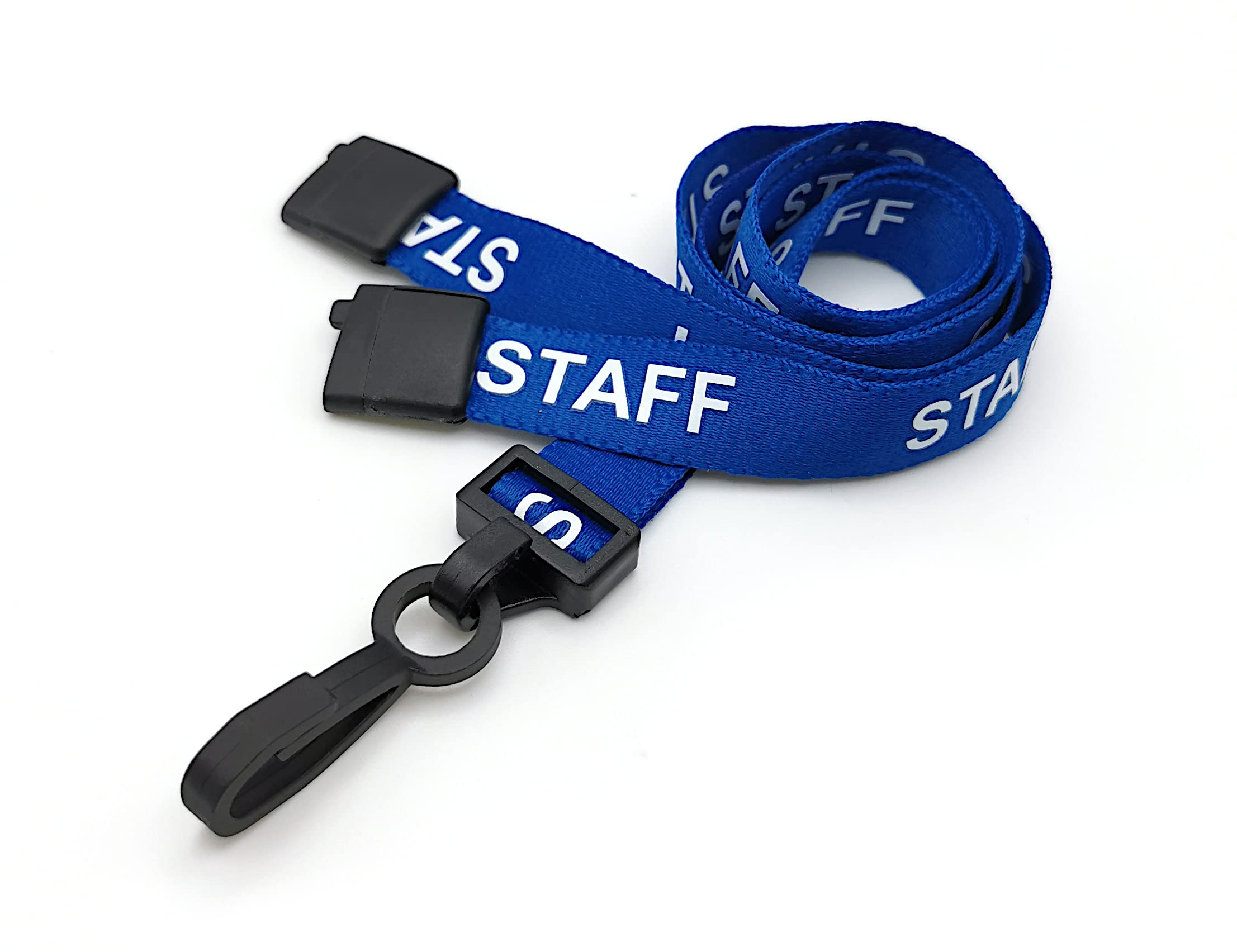 Blue Staff Lanyards for Staff ID with Safety Break and Plastic Clip - Pack of 100