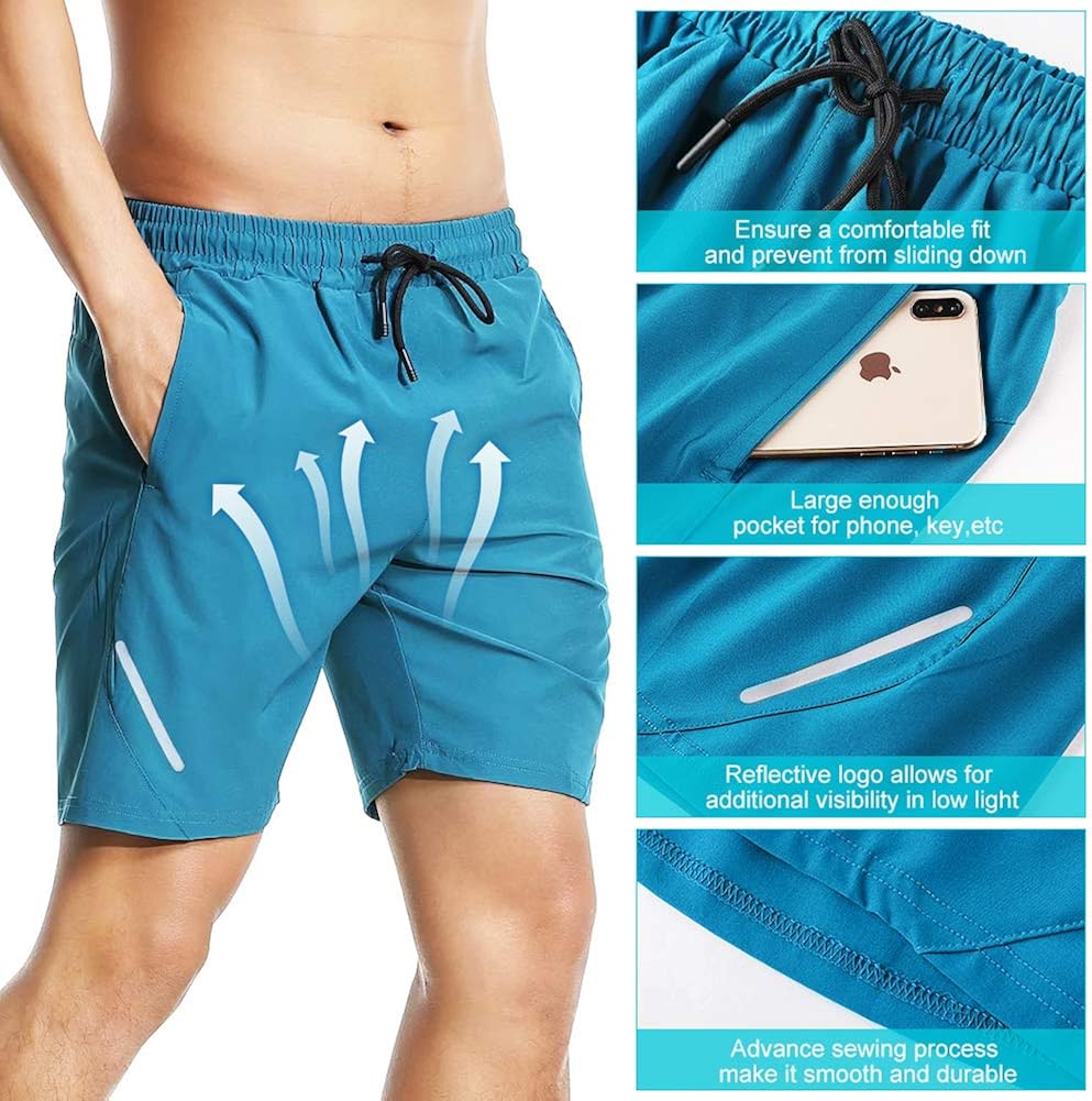 Tesuwel Men's Workout Running Shorts Quick Dry Athletic Sports Gym Shorts with Zip Pockets: Clothing