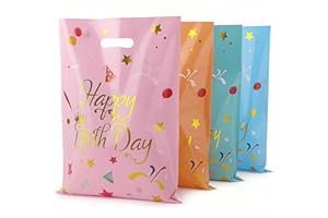 Loot Bags for Birthday 40 Pack | Medium Party Favor Bags | 9.8 x 6.3 Inch Goodie Bags with Cut-Out Handles | Reusable Treat B