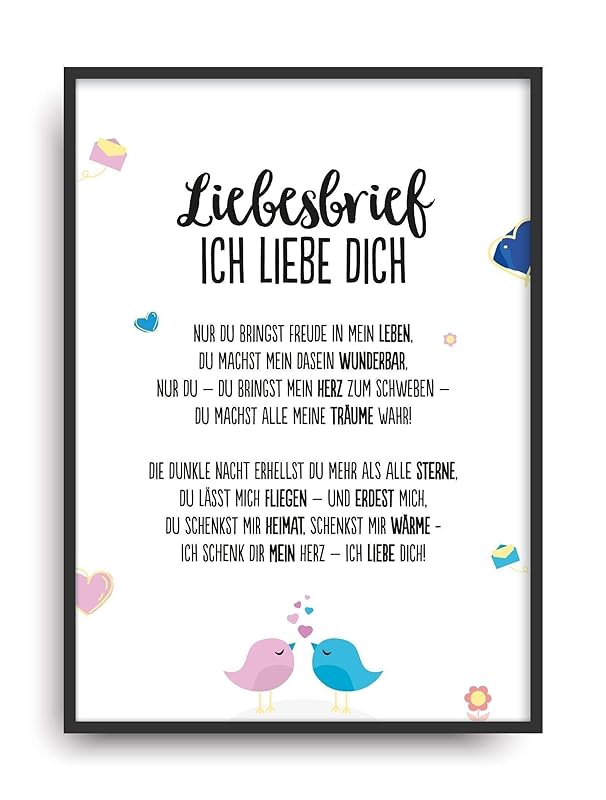 Geschenk Karte LIEBESBRIEF 1 Kunstdruck Liebesbeweis Frau Mann Liebe Bild ohne Rahmen DIN A4