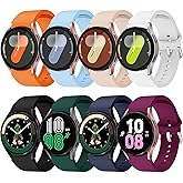 8 Pack No Gap Bands Compatible with Samsung Galaxy Watch 7 6 5 4 Band 40mm 44mm, Galaxy Watch 6 4 Classic 42mm 46mm 43mm 47mm 5 Pro 45mm FE 40mm, 20mm Soft Silicone Sport Strap Women Men