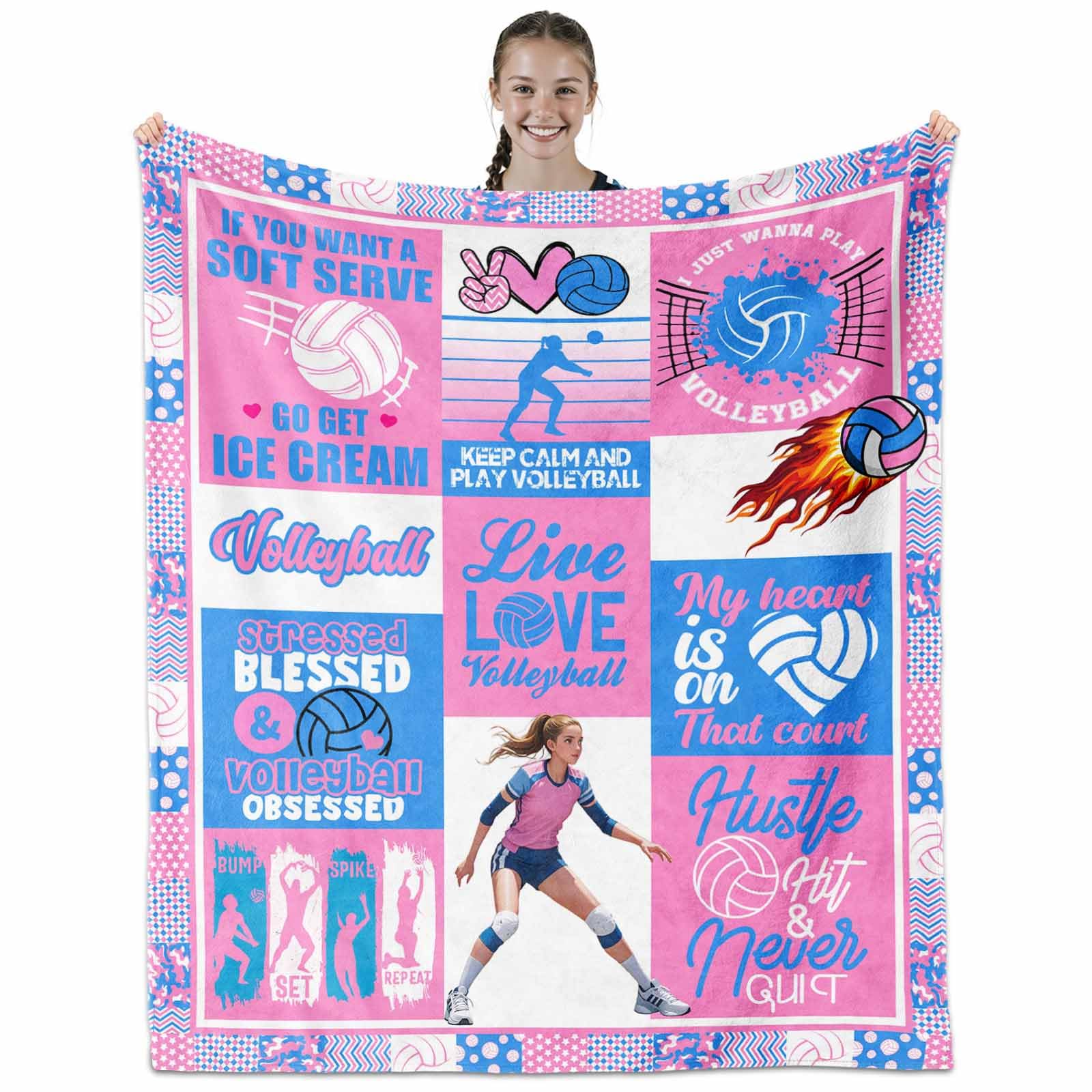 Photo 1 of IWADNYI Volleyball Stuff for Girls, Volleyball Gifts Blanket for Girls, Best Volleyball Blanket 60" X 50", Gifts for Volleyball Players, Volleyball Accessories for Girls