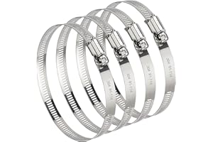URANNBRIKS 4 Inch (Diameter) Hose Clamp, 304 Stainless Steel Quick-Screw Dryer Vent Clamp, Adjustable 3.5″ to 4.3″ Worm Gear Hose Clamps for Air Ducting, Dust Collection, Automotive, 4 Pack
