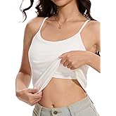 Orrpally Women Ribbed Tank Top Built in Bra Camisole Adjustable Spaghetti Strap Tank Top