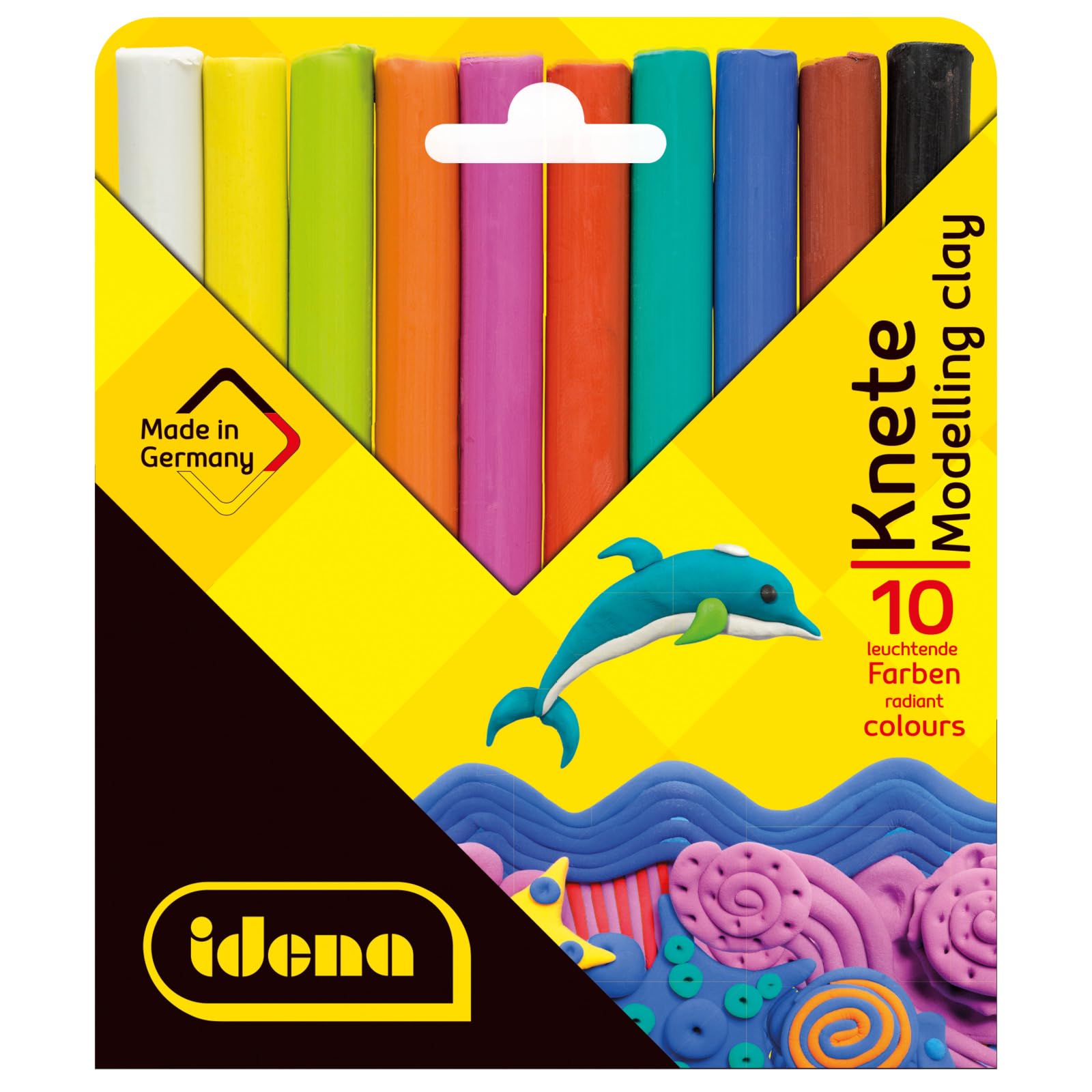 Idena Children's Modelling Bucket 24 Bars + 9 Moulds 10 Strips multicoloured