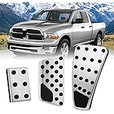 JONGCOVER 3PCS Gas Pedal Brake Pedal Cover Clutch Pedal for Dodge Ram 2011-2018 1500 2500 3500, Anti-Slip Aluminum Alloy Foot Pedal Pads Kit