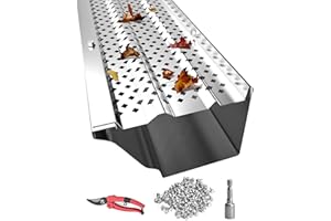 PPOLB Gutter Guards 5 inch, Aluminum Leaf Filter Rain Gutter Covers with Screws Included, 32 PCS 108FT DIY Gutter Guards Protection for 5-inch and 6-inch Gutters, Fits Any Roof or Gutter Type (Mill Finish)