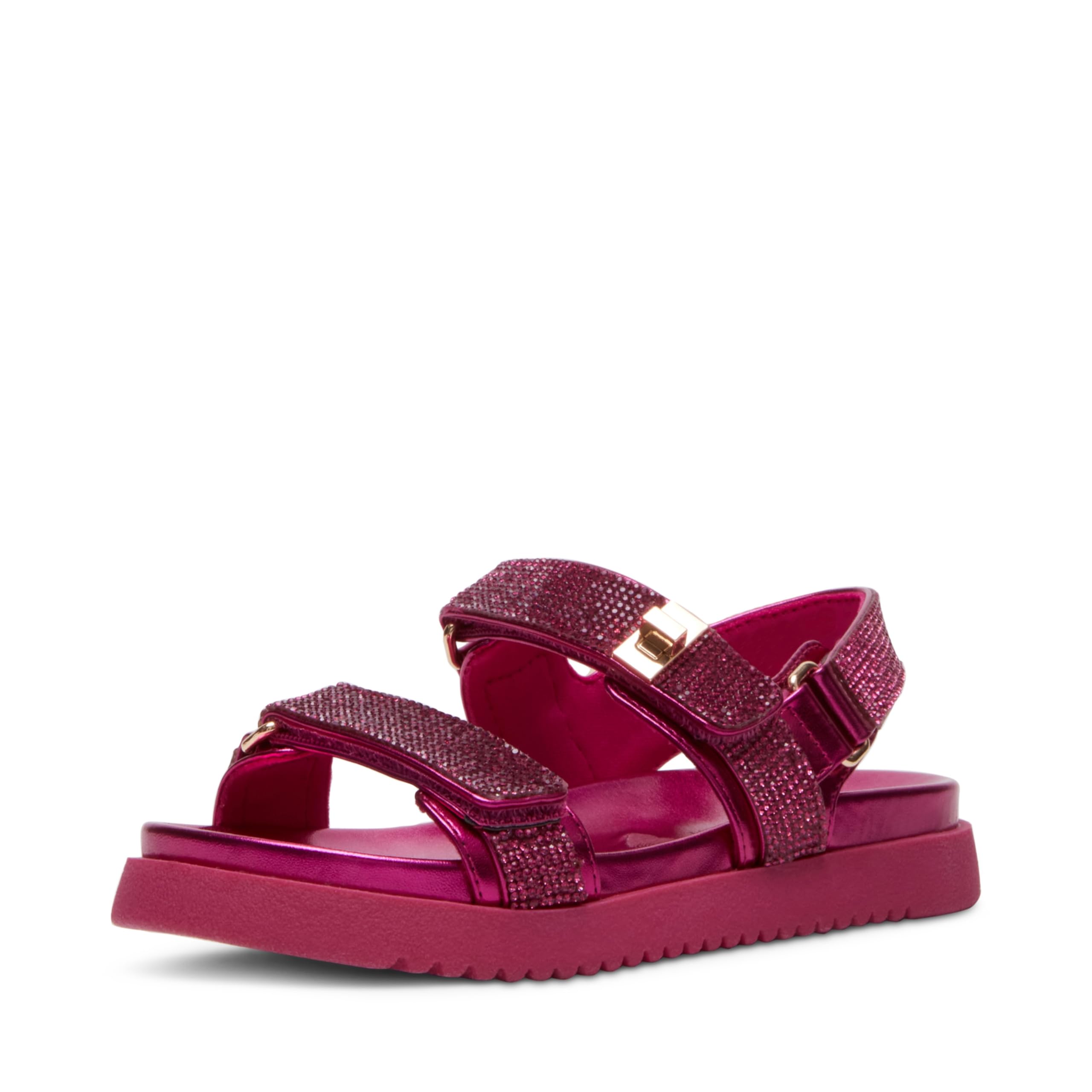 Steve Madden Girls Shoes Mona Flat Sandal, Pink Rhinestone, 2