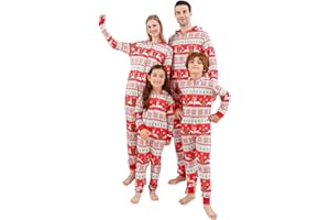 VNVNE Matching Christmas Onesie Pajamas for Family/Couples/Women/Men, Xmas Holiday Reindeer Striped Adults Pjs Sleepwear