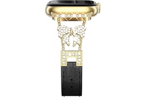NewWays Slim Leather Sparkling Bow for Apple Watch Band 38mm 40mm 41mm 42mm 44mm 45mm 46mm for iWatch Series 11 10 9 8 7 6 5 