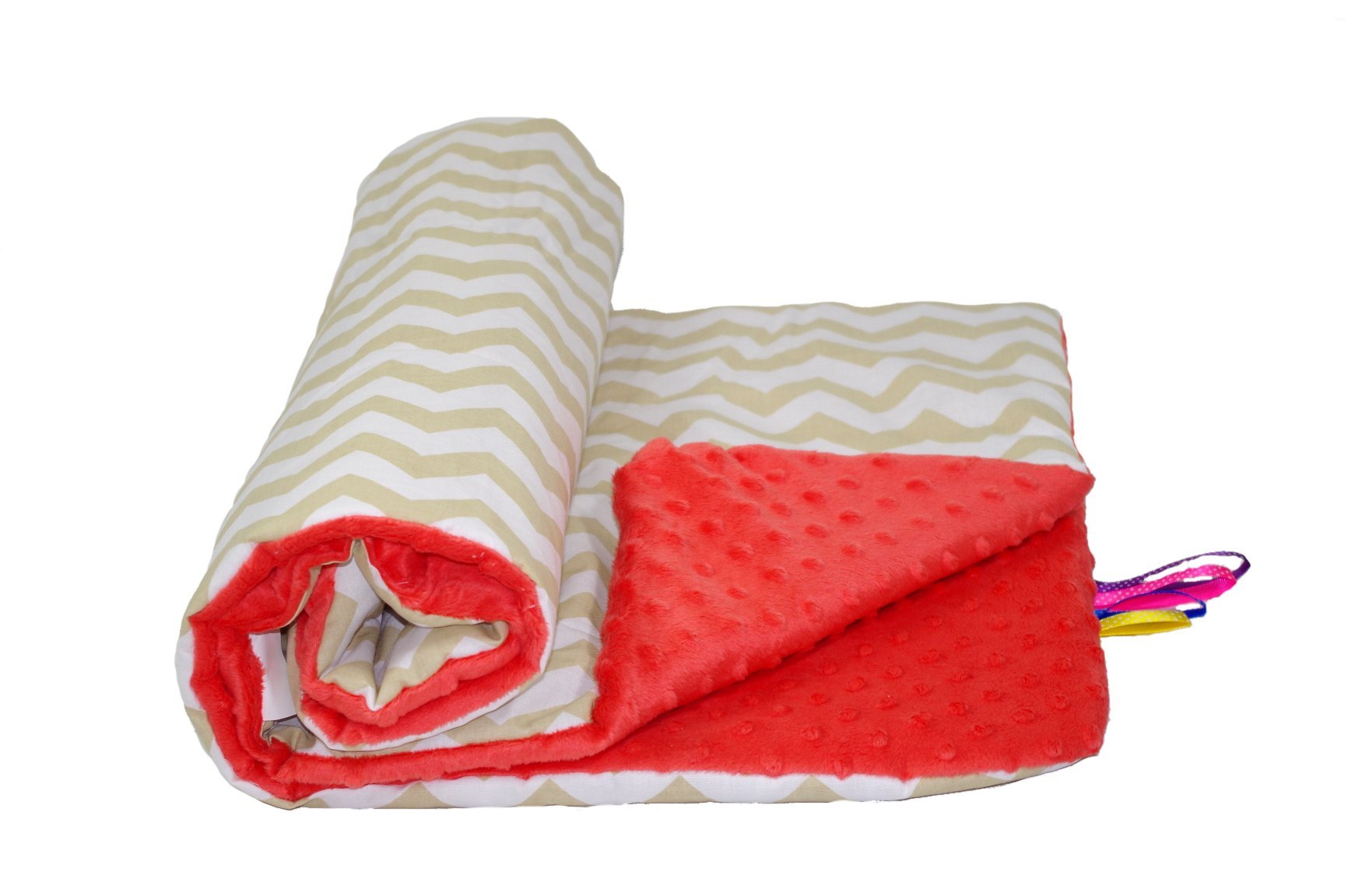 Baby's Comfort LOVELY SOFT BOBBLE PLUSH BLANKET - AVAILABLE IN 19 COLOURS (6.Beige zig zag)