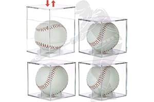 LRANFOW 4 Pack UV Protected Baseball Display Case with Stackable Design - Clear Acrylic Box for Official Size Autograph Balls, Memorabilia Protector