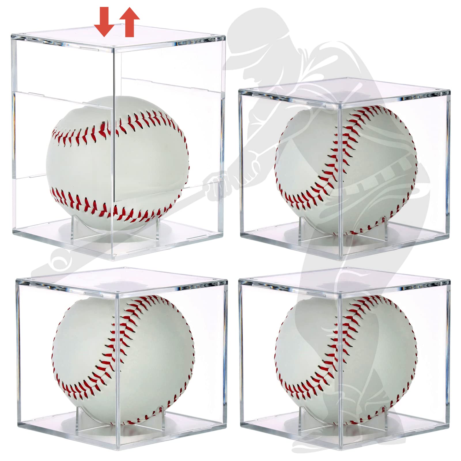 LRANFOW 4 Pack Baseball Case Display Case Fits Official Size Ball