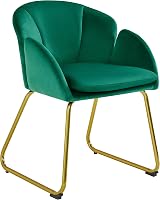 Yaheetech Velvet Tub Chair Vanity Chair with Golden Metal Legs Green