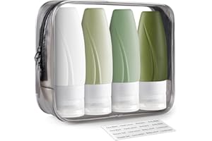 INSFIT Portable Travel Bottles TSA Approved, 2oz Leak Proof BPA Free Silicone Cosmetic Travel Size Toiletry Containers, Squeezable Silicone Tubes, Refillable Bottles for Shampoo 4 Pack Green