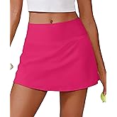 PINSPARK Womens Tennis Skirt High Waisted Golf Skort with 2 Pockets Stretchy Athletic Skirts for Workout Pickleball Running