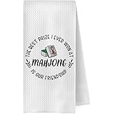 GCFET Mahjong Gifts Kitchen Towels - Mahjong Decorative Waffle Weave Dish Towels, Mahjong Hand Tea Towels for Kitchen Bathroom, Mahjong Gifts for Women Friends, 16x24 Inch