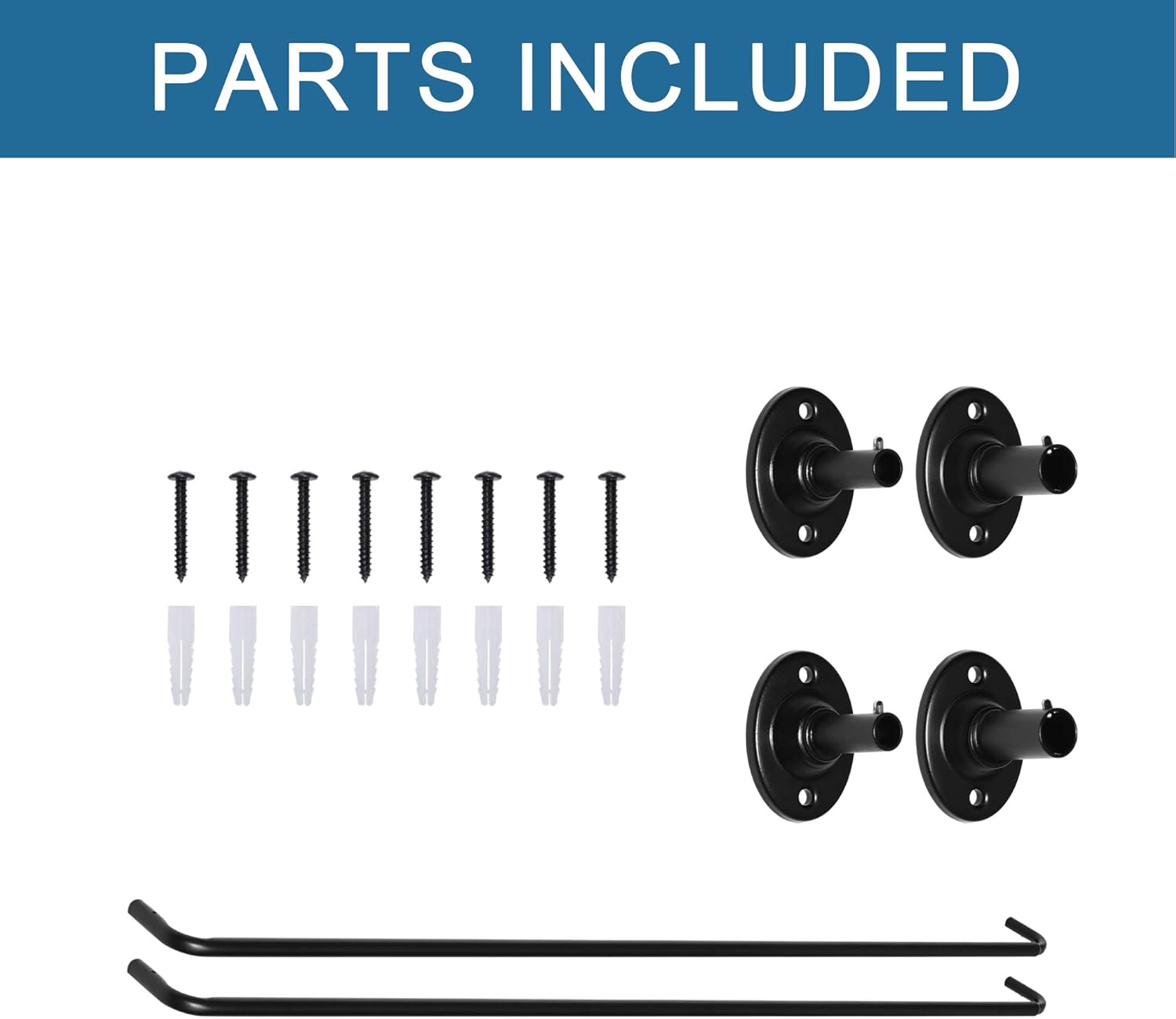 2 Pack Single Curtain Rods Wrap Around Curtain Rods Set Room Darkening Wrap Curtain Rods for Windows 28 to 48 Inch, 5/8 Inch Diameter, Black: Home & Kitchen