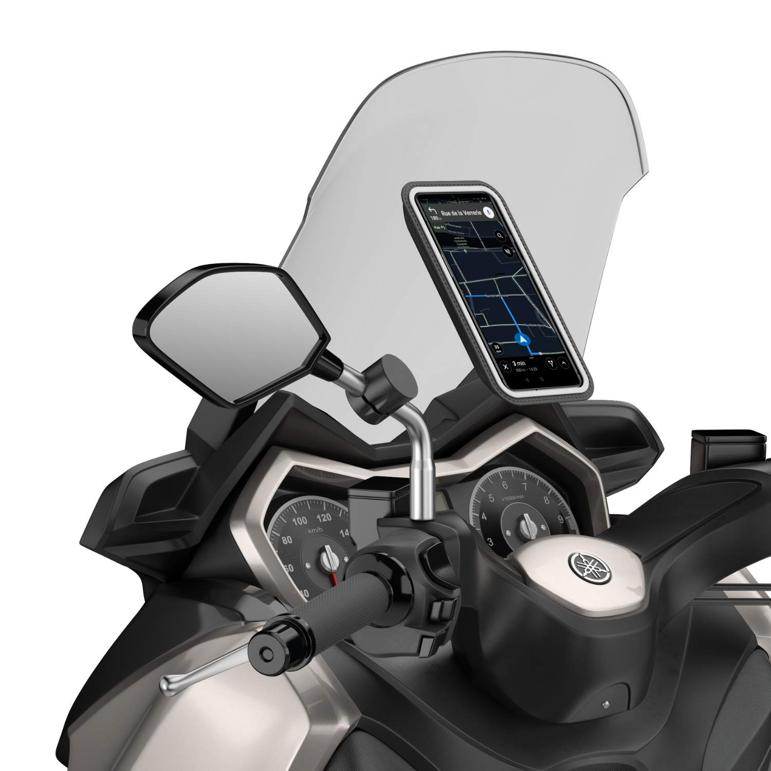 Shapeheart - Magnetic motorbike mirror phone holder Pro | Moped phone holder smartphone holder | Anti vibrations waterproof mount | 360° orientation