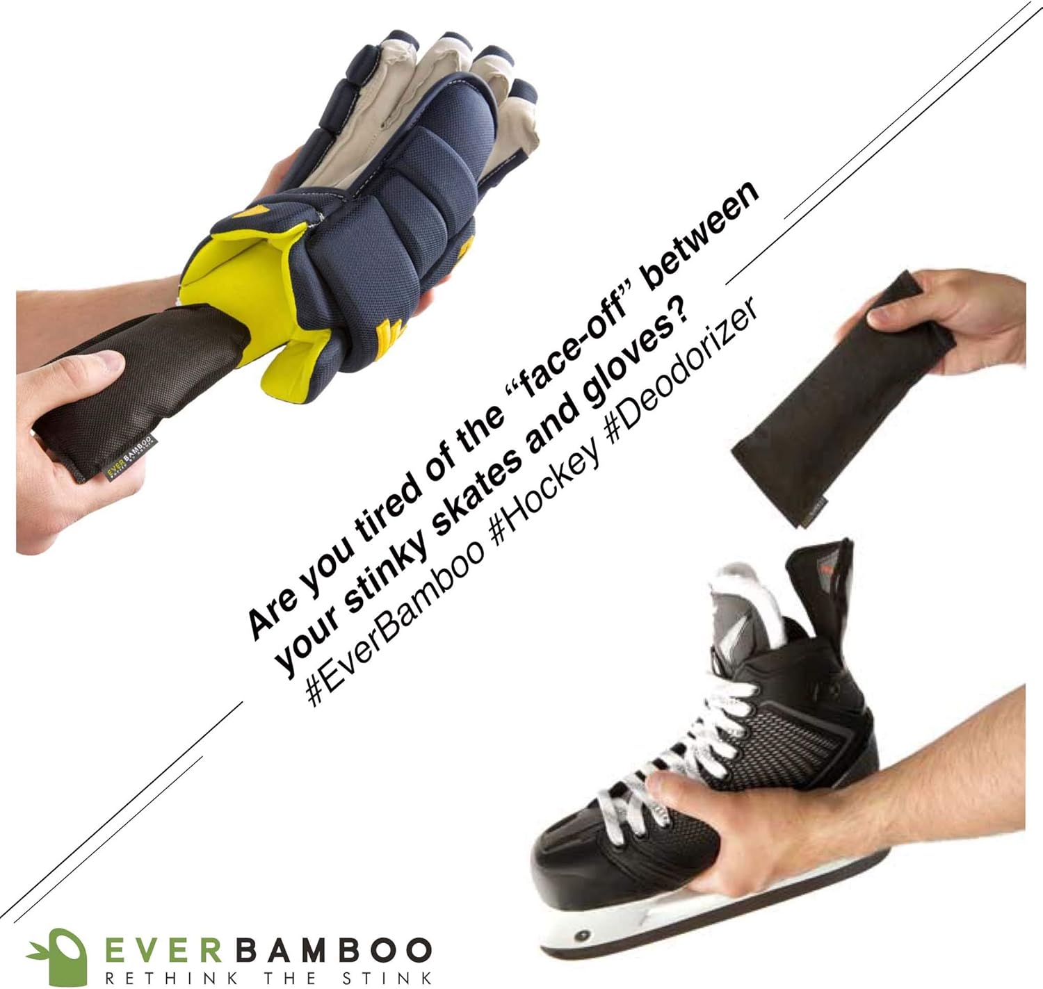 Ever Bamboo Hockey Gear Deodorizer Bag Set w/Bamboo Charcoal (4-Pack, 4 x 50 g): Health & Personal Care