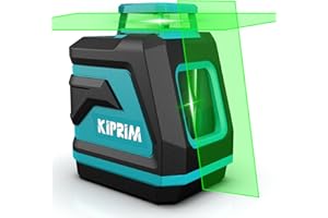 Kiprim Green Laser Level LV8D with Enhanced Visibility,5 Laser Lines,Adjustable Brightness,Manual/Self Leveling/Pulse Mode,Ba