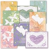 Current Deluxe Embossed Anniversary Greeting Card Set - Value Pack of 16 Cards With White Envelopes, 8 Designs, Large 5" x 7" Assortment